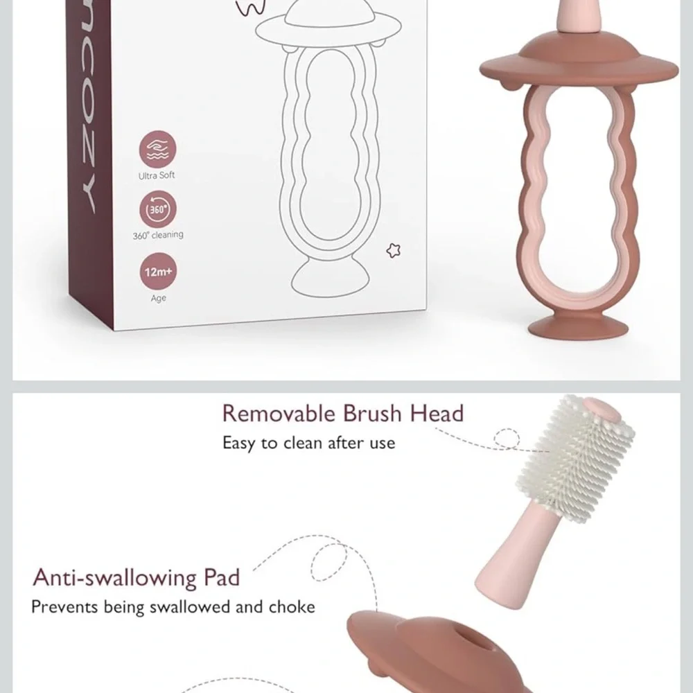 Momcozy 360° Silicone Toddler Toothbrush - Rose Pink NIB